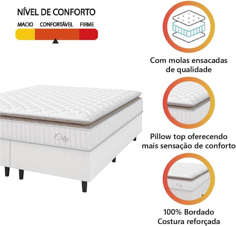 Cama Box Colchão Casal King Molas Ensacadas City Pillow Top Hellen 4