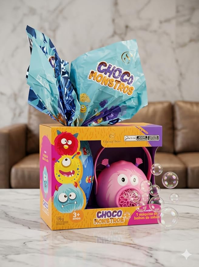Ovo de Páscoa ao Leite Chocomonstros Bolha de Sabão Claudete 3