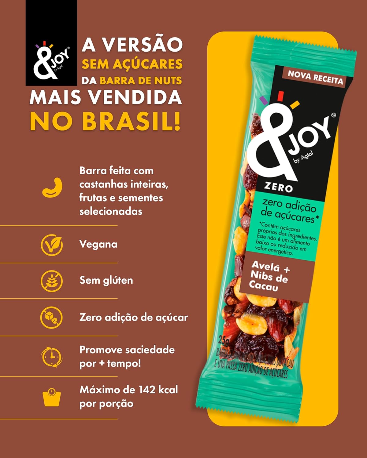 Barra de Castanhas Zero Açúcar Avelã e Nibs de Cacau 2