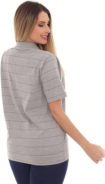 Camisa Polo Feminina Oversized Listrada J10 3
