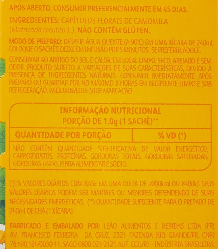 Chá Leão Camomila em Sachês 4
