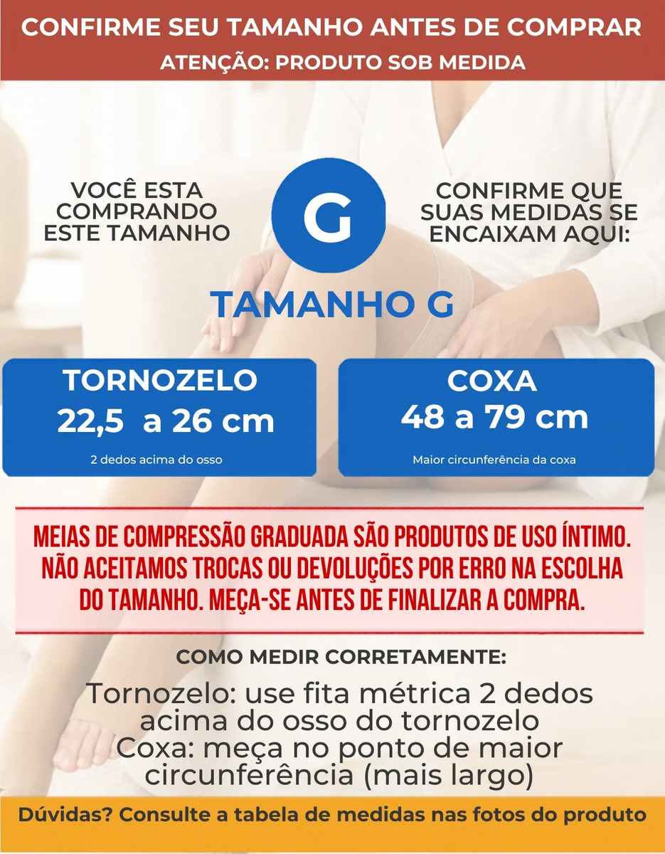 Meia de Compressão Feminina 7/8 Meia Coxa Alta 20-30 mmHg Ponteira Aberta 3