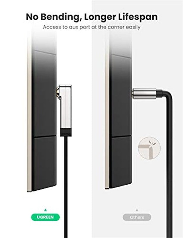 Cabo de Áudio P2 Ugreen 3,5 mm Macho p/ Ângulo 90 Graus 2