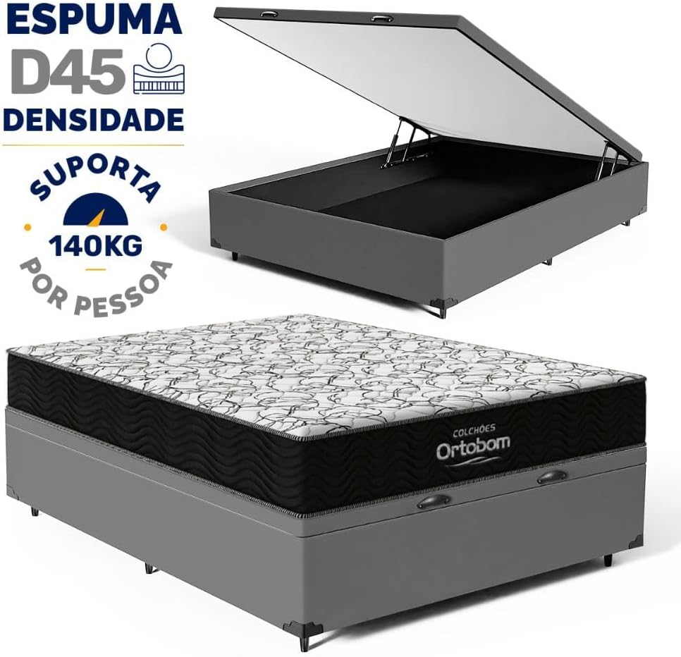 Cama Box Baú com Colchão de Espuma D45 Ortobom AirTech 150 3