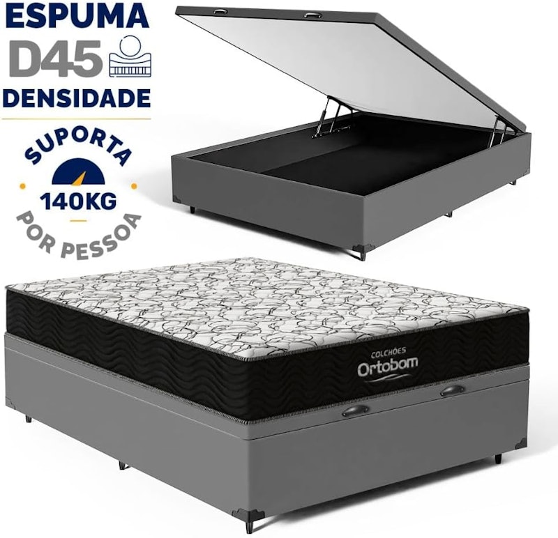 Cama Box Baú com Colchão de Espuma D45 Ortobom AirTech 150 3