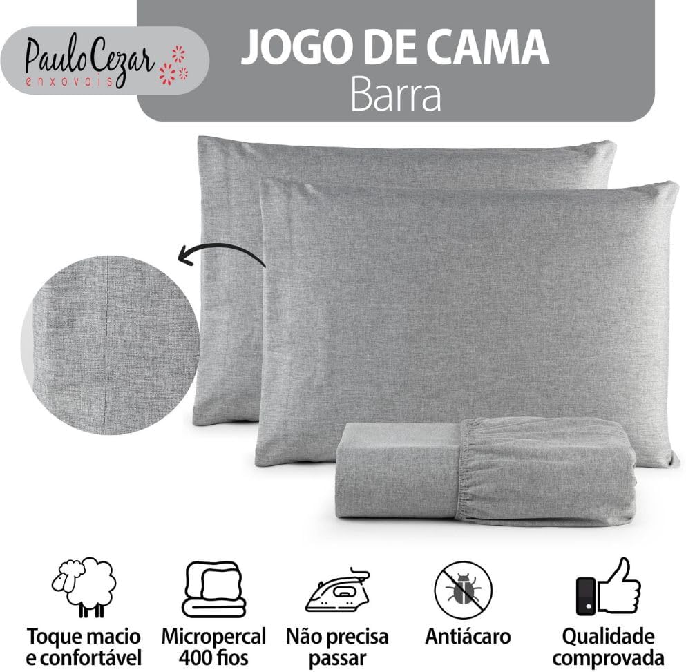 Jogo de Cama Casal Queen 400 Fios Percal 03 Peças 5