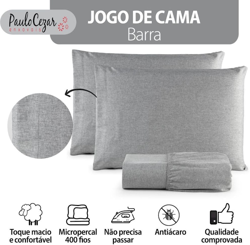 Jogo de Cama Casal Queen 400 Fios Percal 03 Peças 5