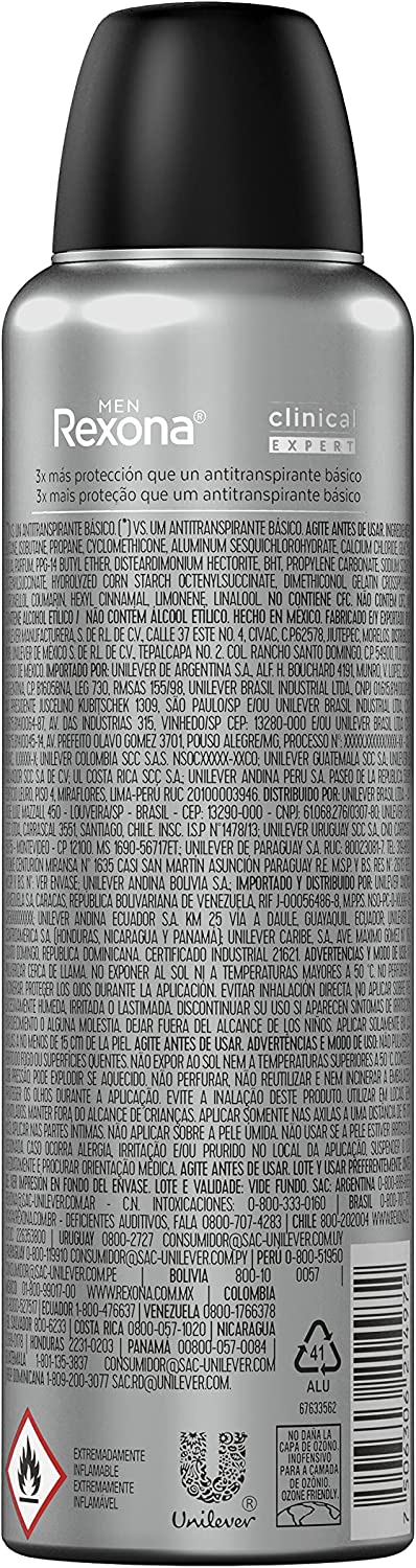 Antitranspirante Rexona Masculino Aerosol Clinical Clean 2