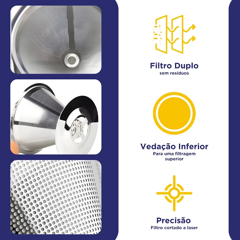 Coador Filtro de Café 103 Inox Reutilizável Grande 4