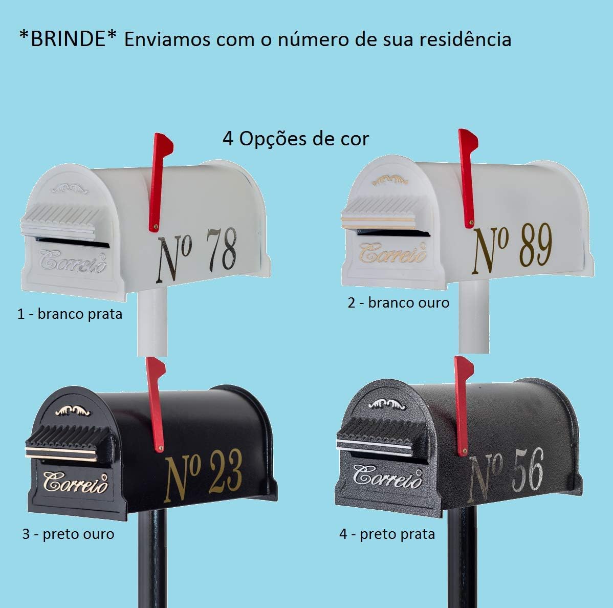 Caixa de Correio Americana com Pedestal para Jardim e Condomínio 4