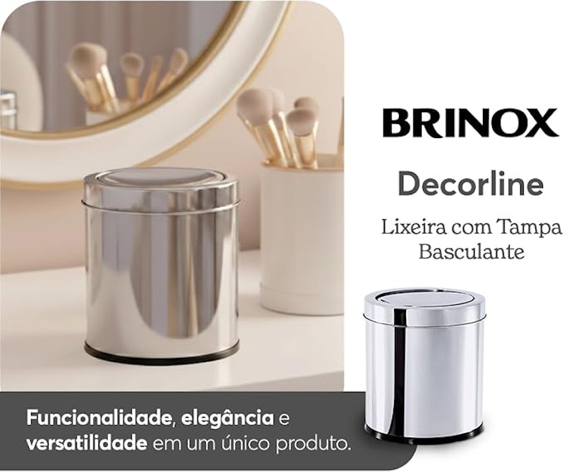 Lixeira com Tampa Basculante Brinox Decorline 5,4 L 5