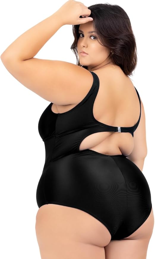 Maiô Plus Size Costas Nuas Tecido Modelador 2