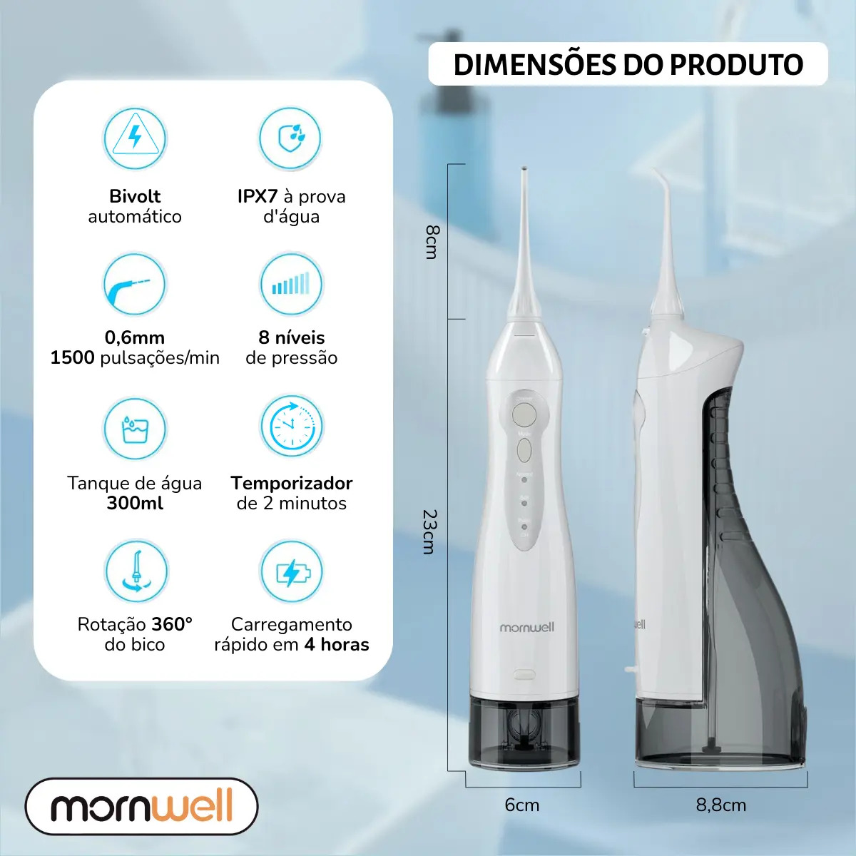 Irrigador Oral sem Fio para os Dentes Mornwell 2