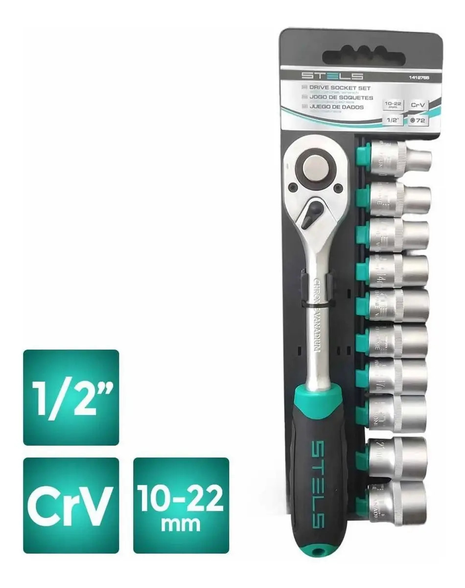 Kit de Chave Catraca e Soquetes 1/2 11 Peças Stels 4