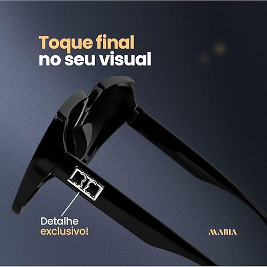 Óculos de Sol Quadrado Original Feminino Proteção UV 2