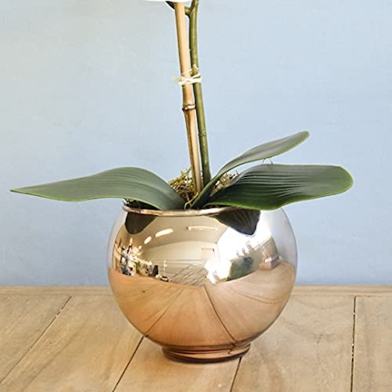 Arranjo de Orquídea Artificial Branca Vaso Rose Gold 4
