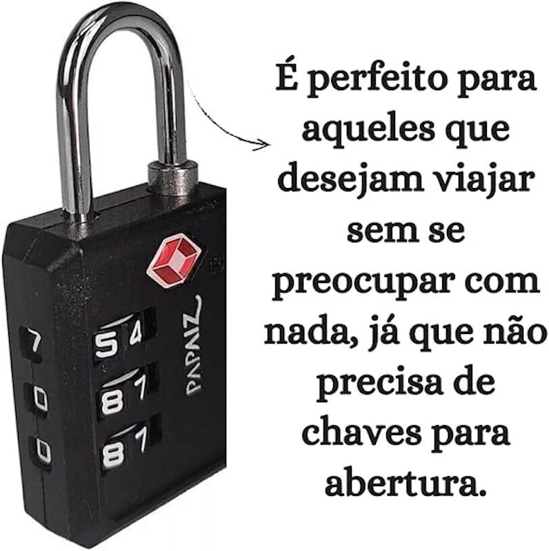 Cadeado Segredo TSA 30Z Preto 3