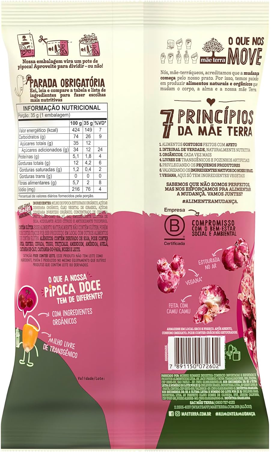 Zooreta Pipoca Rosa Orgânica Mãe Terra 2