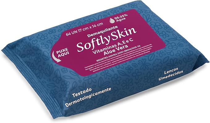Demaquilante 64 Un Lenço Umedecido Softly Skin c/Vitamina 2