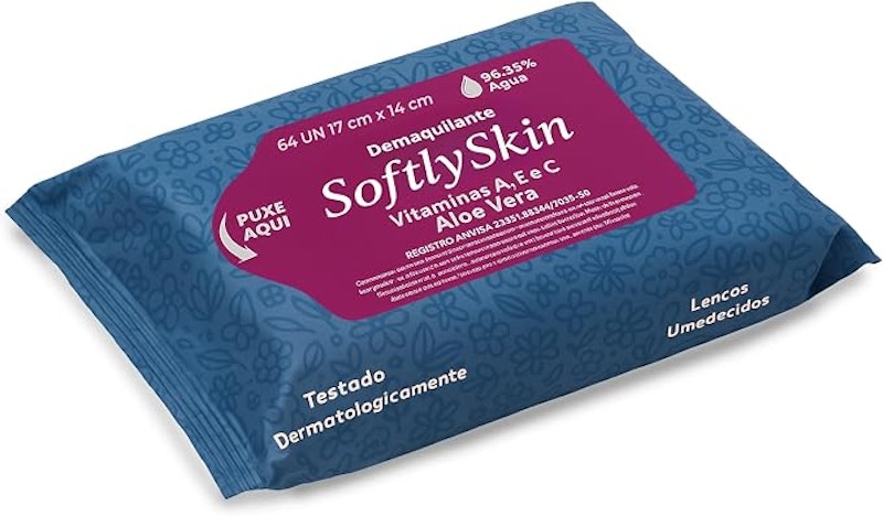 Demaquilante 64 Un Lenço Umedecido Softly Skin c/Vitamina 2