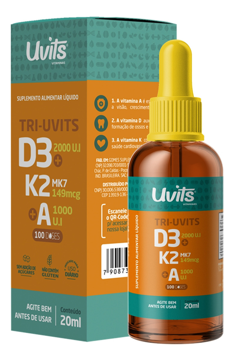 Tri-Uvit Vitamina D3 + K2 MK7 + A 1