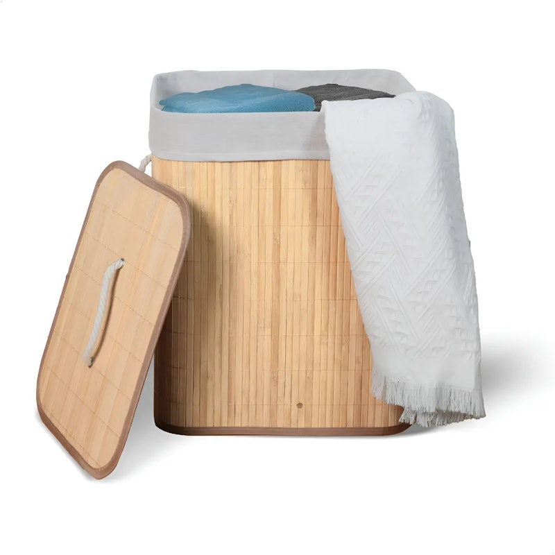 Cesto de Roupa Retangular Bambu 1