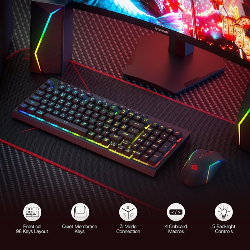 Kit de Teclado e Mouse para Jogos Sem Fio Redragon 2