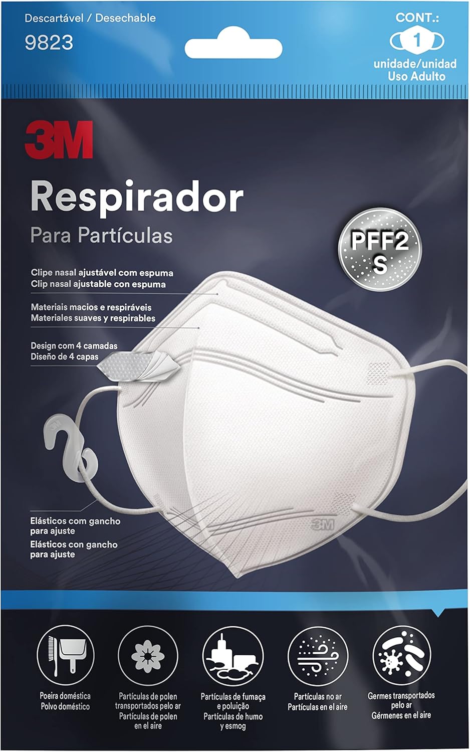 Respirador Hospitalar para Partículas 9823 PFF2 1