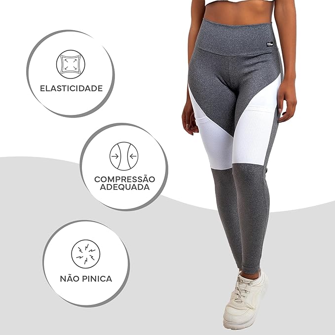 Calça Legging Fitness Zero Transparência Cós Duplo com Bolso 3