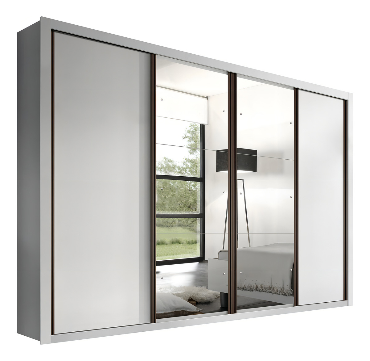 Guarda-Roupa Casal Premium Zara com Espelho 4 Portas 4 Gavetas 4