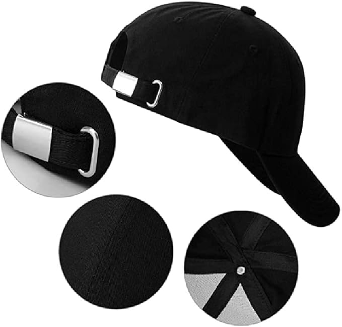 Boné Liso Preto Básico Fitão Unissex Aba Curva Ajuste Metal 3