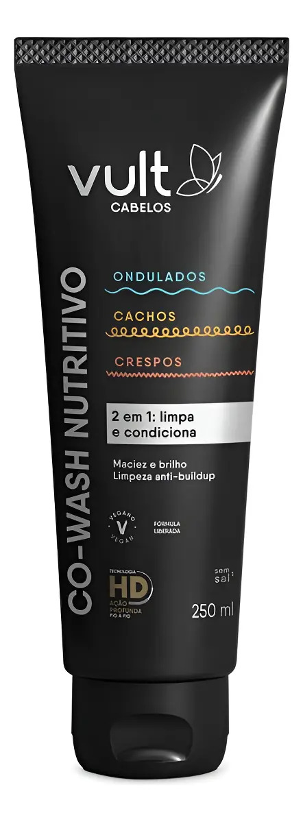 Co-Wash Nutritivo Vult Cabelos Ondulados, Cacheados e Crespos 250 ml 1