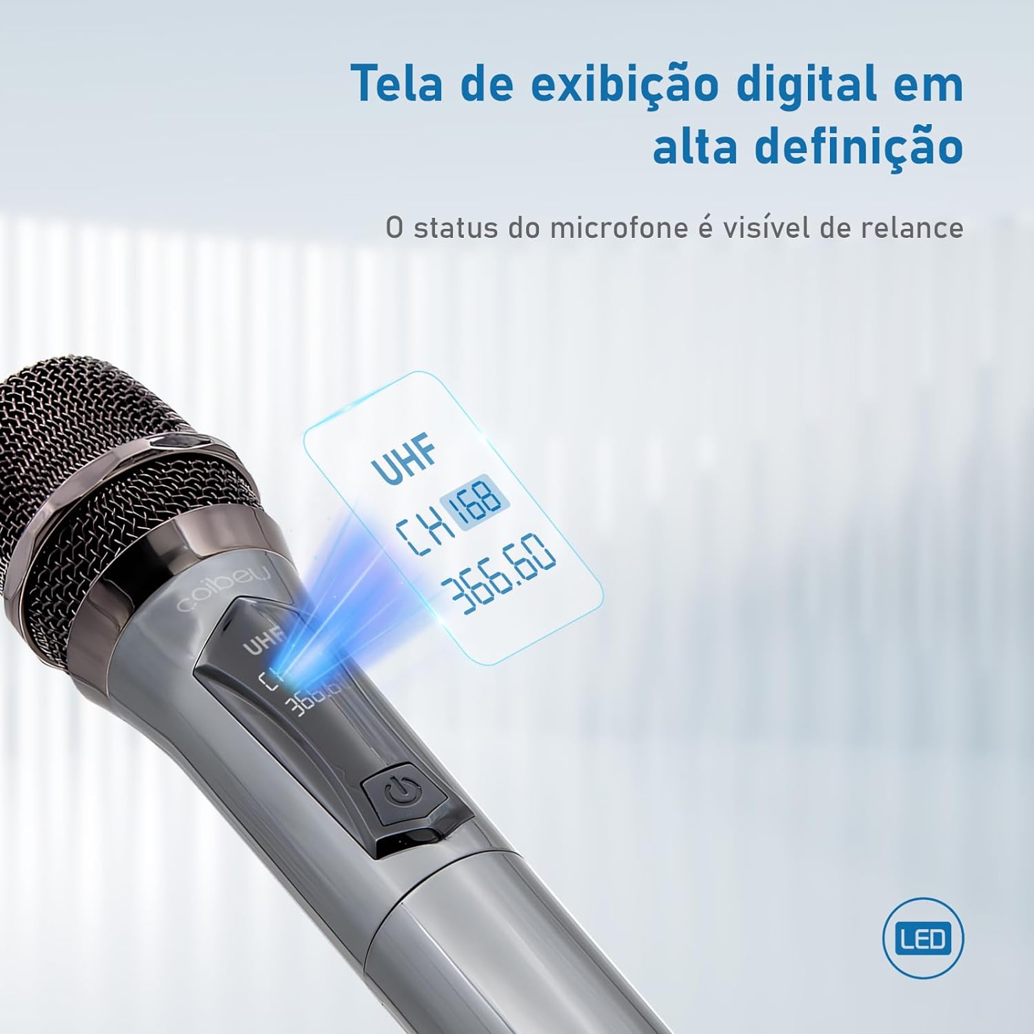 Microfone sem Fio Duplo Kit Karaokê Profissional com 2 Microfones e Bluetooth 5.0  3