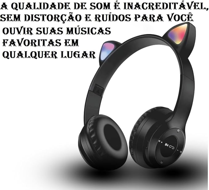 Fone Ouvido Bluetooth Infantil Gatinho Reuuy 4