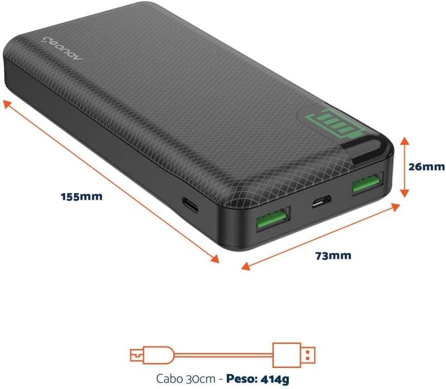 Carregador Portátil Preto – 20000 mAh 5