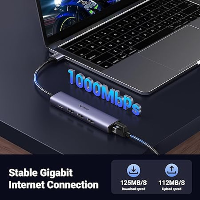 Hub Adaptador USB 3.0 Ugreen 5 em 1 com Porta Rj45 Ethernet 3