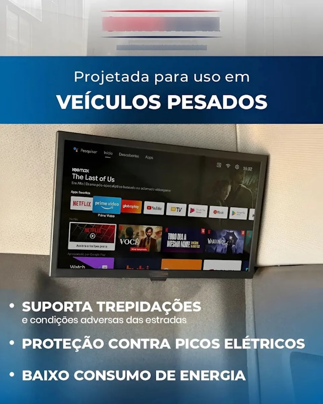 Smart TV para Caminhão 24" Wi-Fi Android 12 Ônibus Motorhome 5