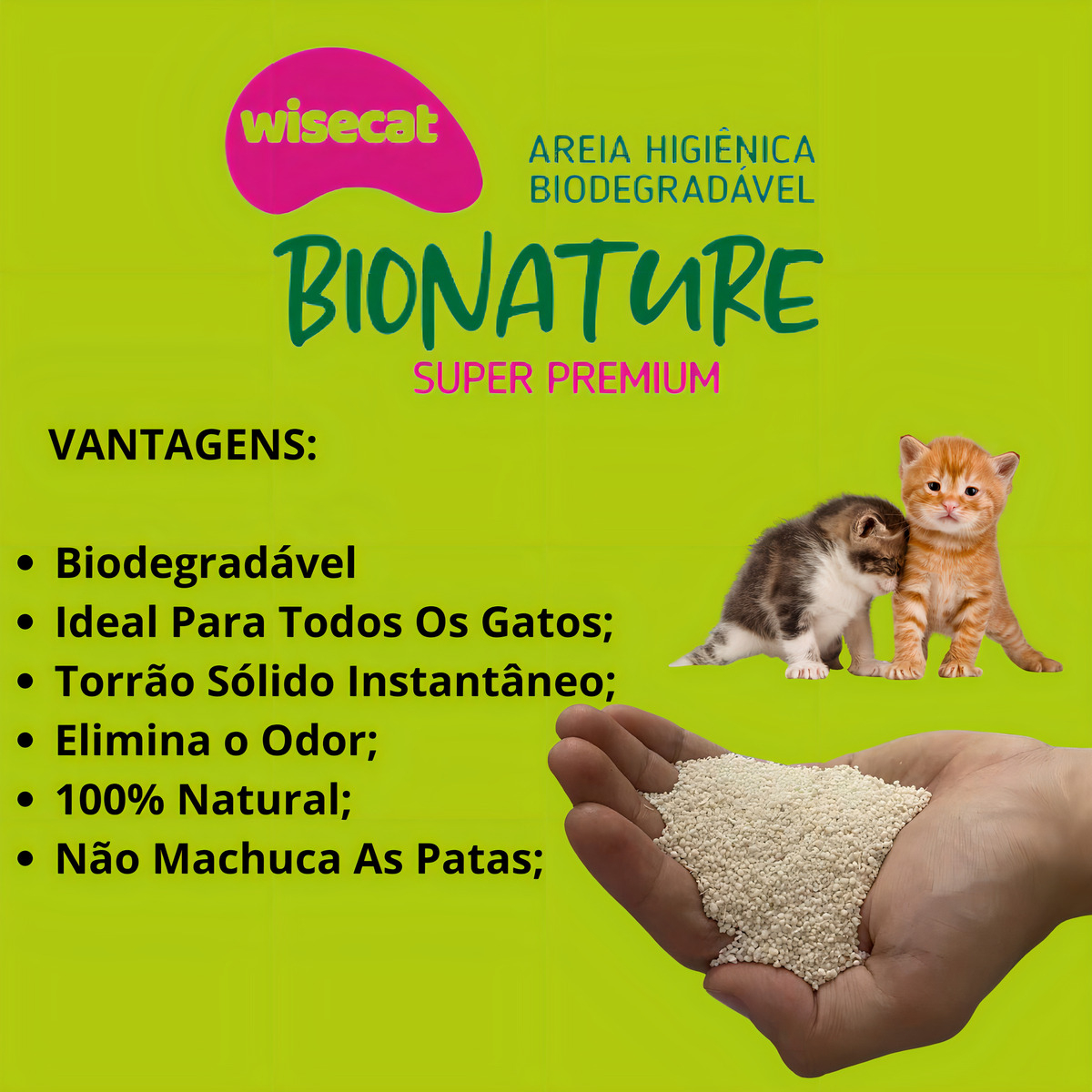 Areia Higiênica para Gatos Biodegradável Wisecat  2