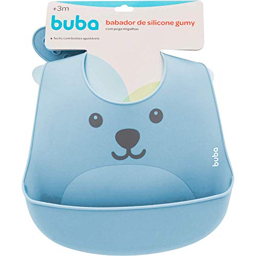 Babador de Silicone com Pega Migalhas Gumy Azul 4