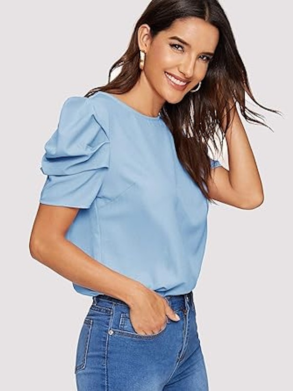Blusa Feminina com Gola Redonda e Manga Bufante 4