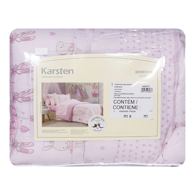 Edredom Solteiro Infantil Karsten 180 Fios Percal 100% Algodão Bailarina 5
