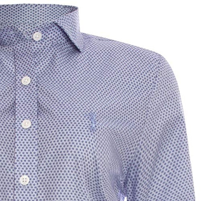 Camisa Feminina Aleatory Manga Longa Azul Estampada 2