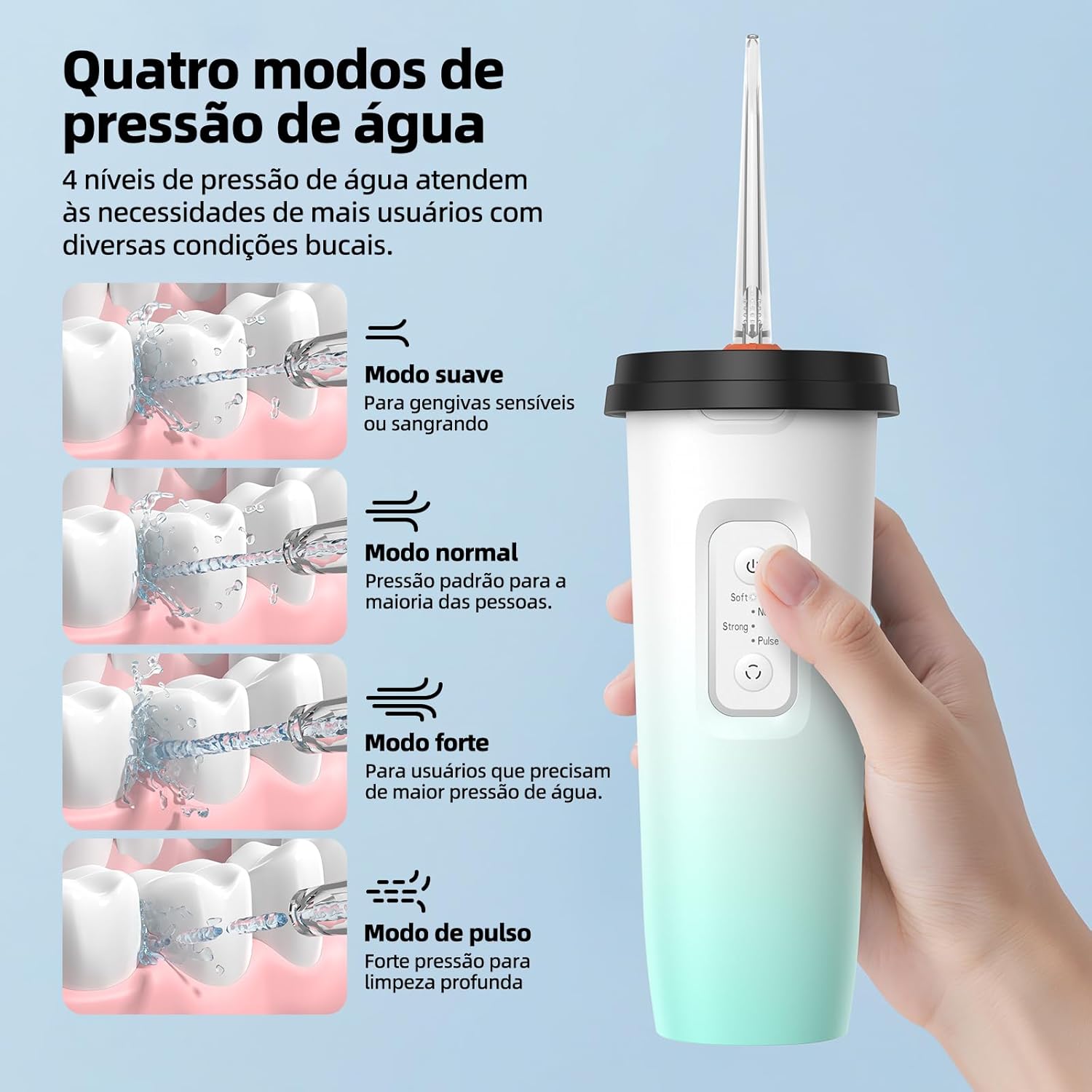 lrrigador Oral Limpeza Bucal Portátil 3 em 1 3