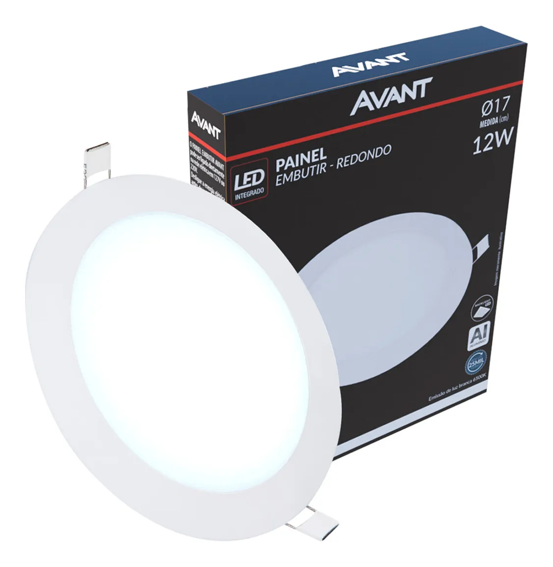 Painel Plafon LED Redondo Embutir Avant 6500K 2