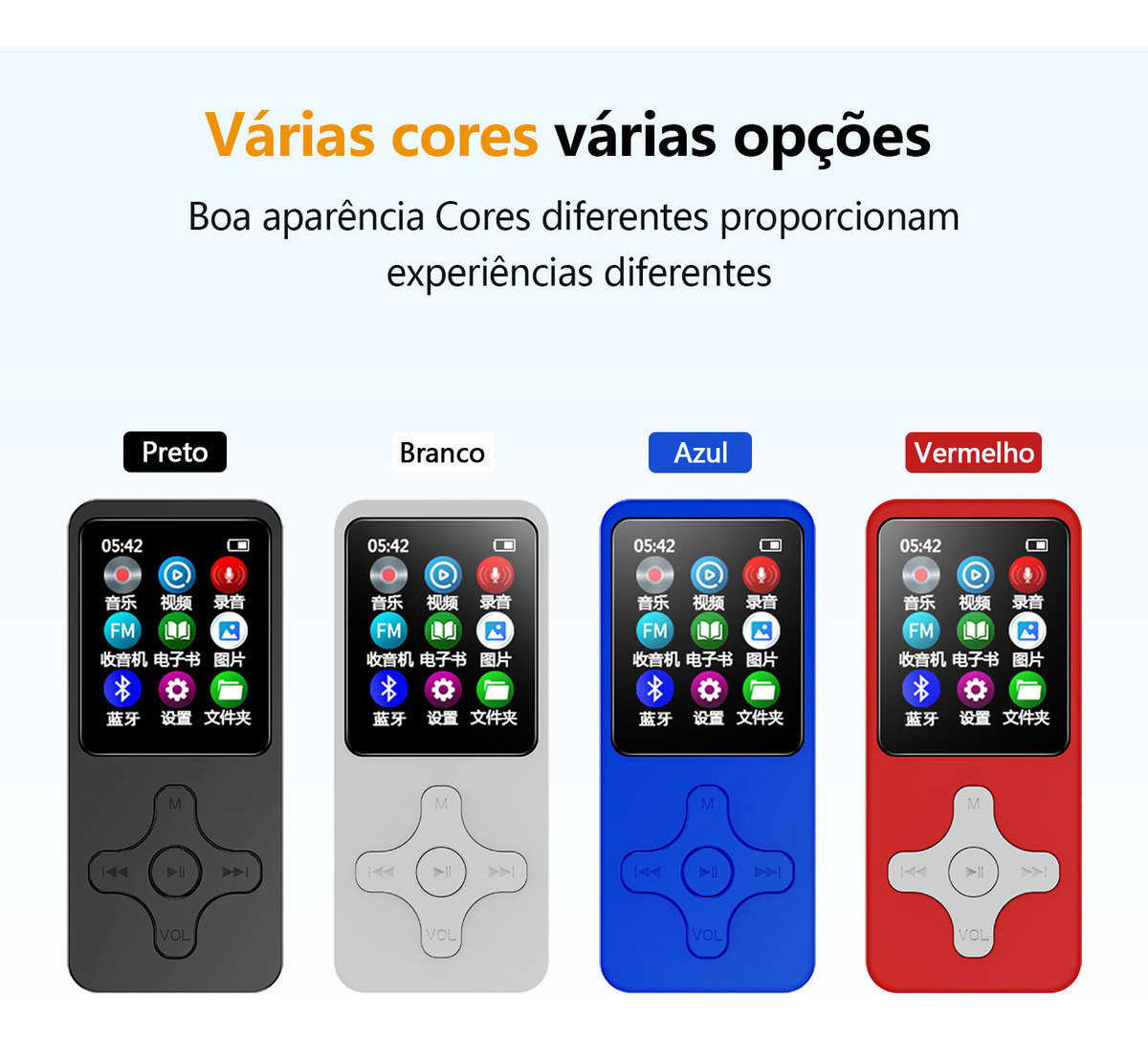 MP3 MP4 Player Portátil com Bluetooth 5
