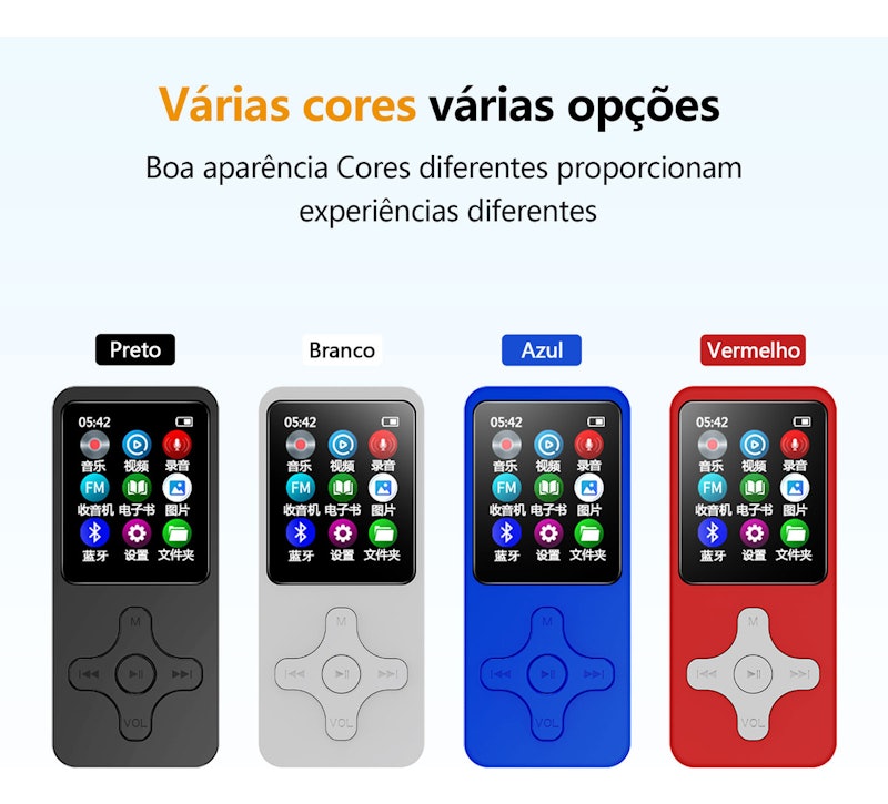 MP3 MP4 Player Portátil com Bluetooth 5