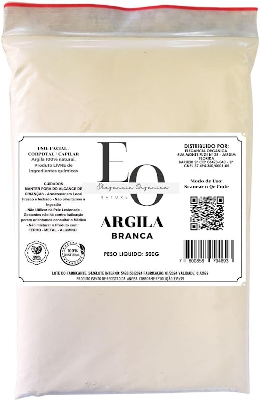 Argila Branca Clareadora 500 g 100% Natural 1