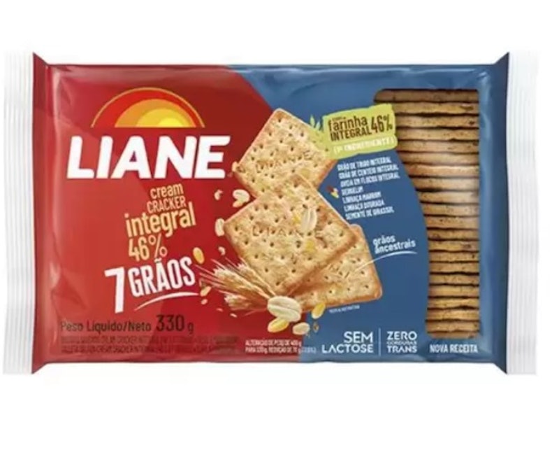 Biscoito Liane Cream Cracker Sem Lactose Integral 7 Grãos 1