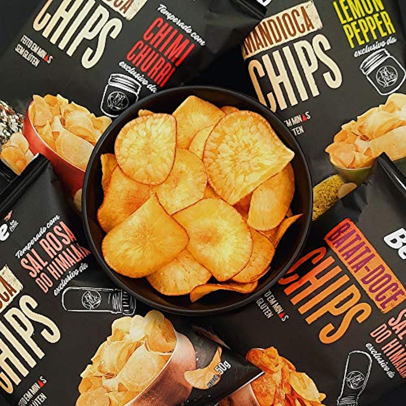 Chips de Mandioca Temperados com Sal Rosa do Himalaia 4