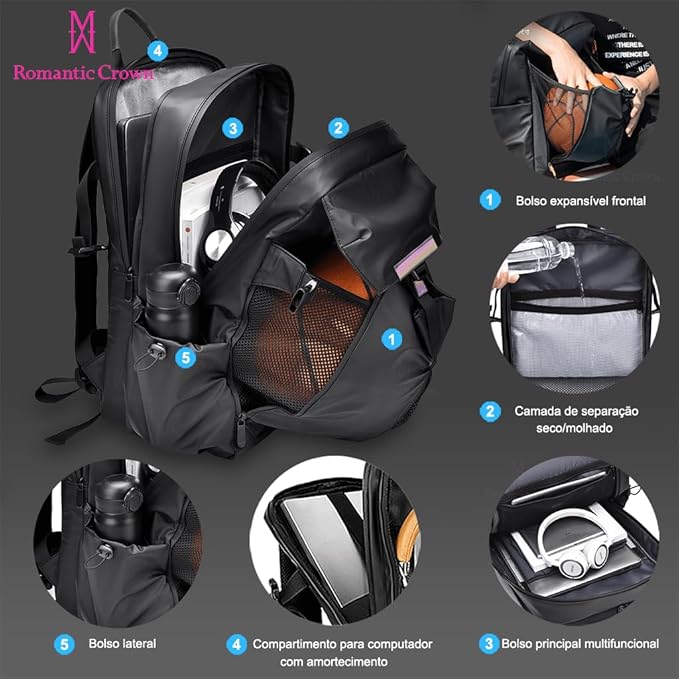 Mochila Notebook Impermeável Escolar Feminina Masculina 2